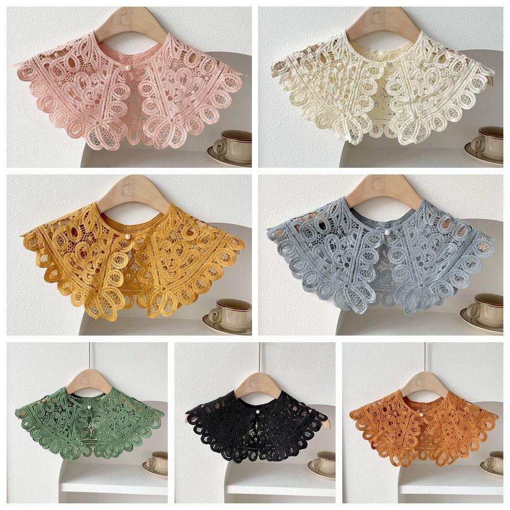 Жемчужный кружевной воротник, кукольный воротник, вязаная шаль, милое украшение, воротник рубашки, украшение для одежды