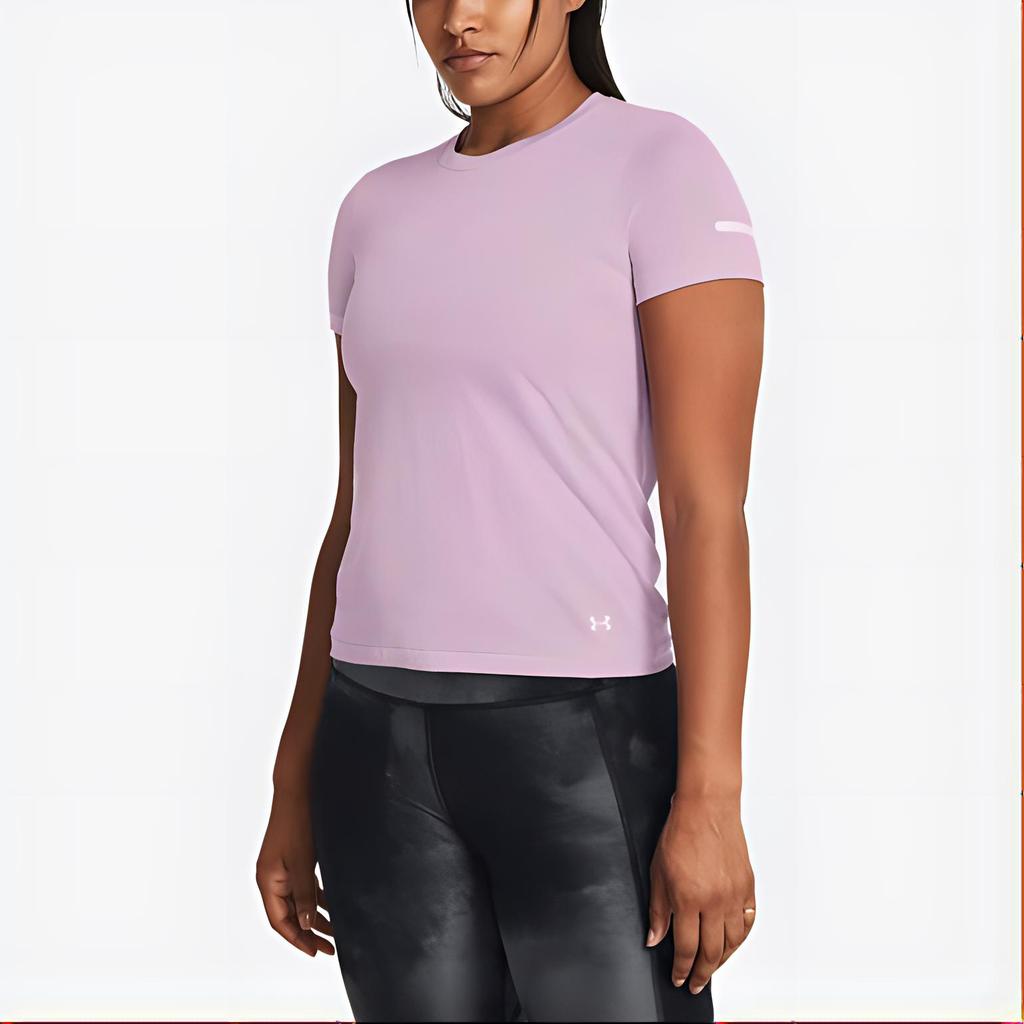 Under Armour Round Neck Logo Print Slim Fit Short Sleeve T-Shirt Women Tops Purple 1375698-543