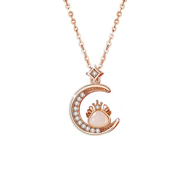 Ожерелье с имитацией нефрита Хотан для женщин, цепочка на ключицу с ветром, луной и благоприятным драконом в стиле Национального дворца приливов