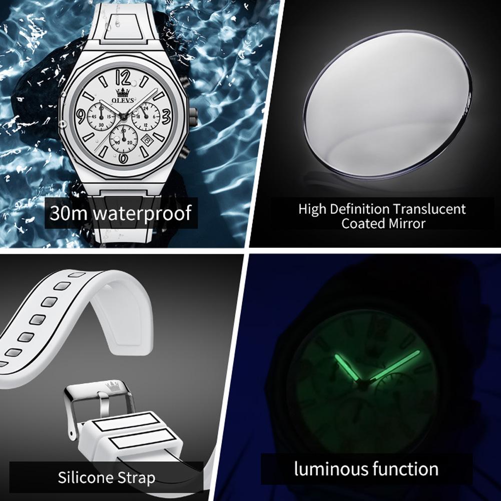 OLEVS Brand Watch Popular Silicone Multi-functional Comic Style Quartz Waterproof Men's Watch for Men 5622