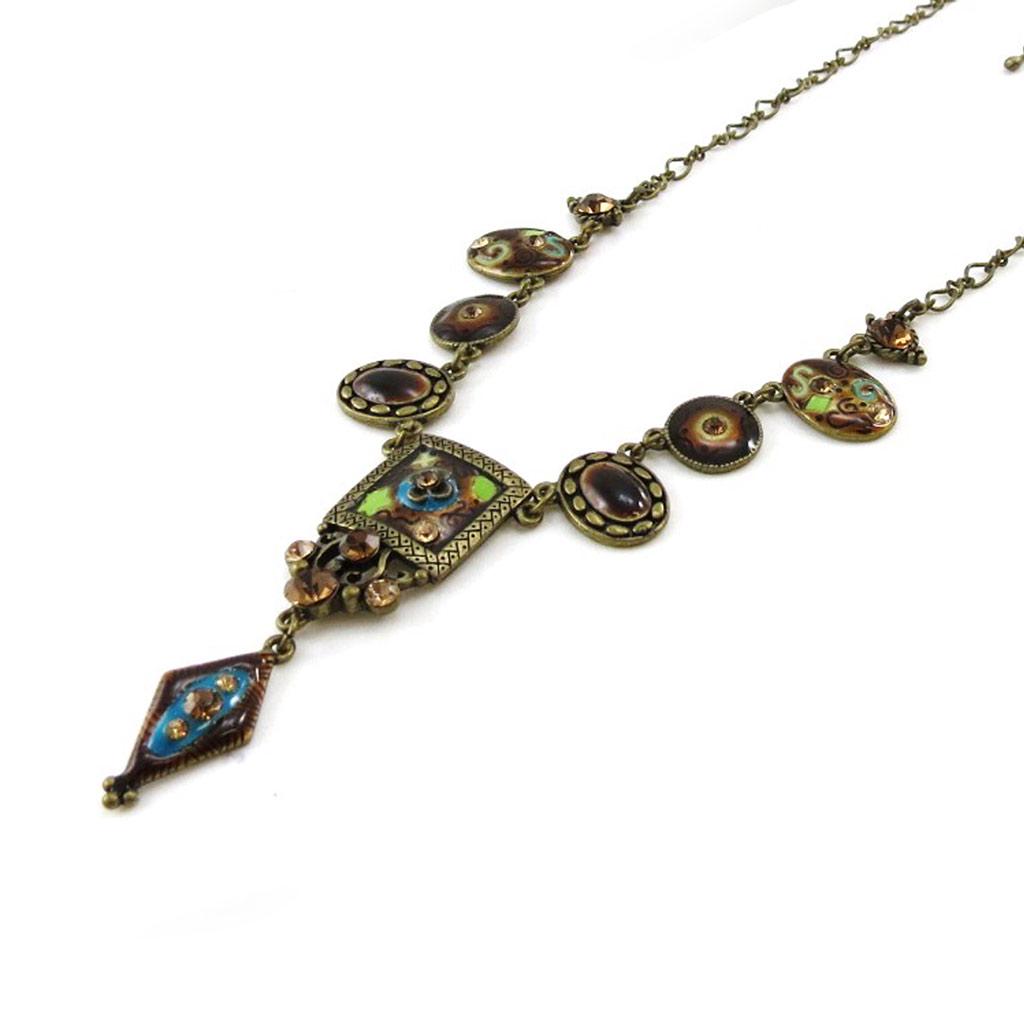 Les Trésors De Lily [E5700] - 'Phedre' Turquoise Brown Designer Necklace