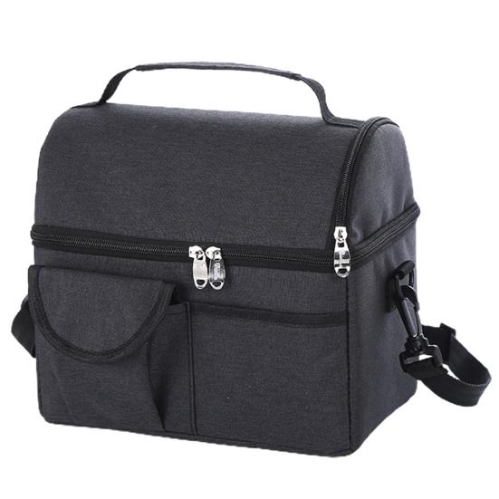 Lunch Storage Bag Large Capacity Double Layer Zipper Closure Reinforced Handle Design Waterproof Thermal Insulation Lunch Bag