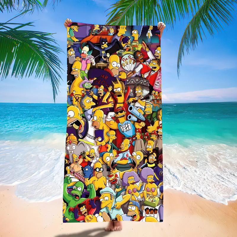 Popular Anime Cartoon Simpson Beach Towel Microfiber Quick-Drying Towel Strong Absorbent Bath Towel