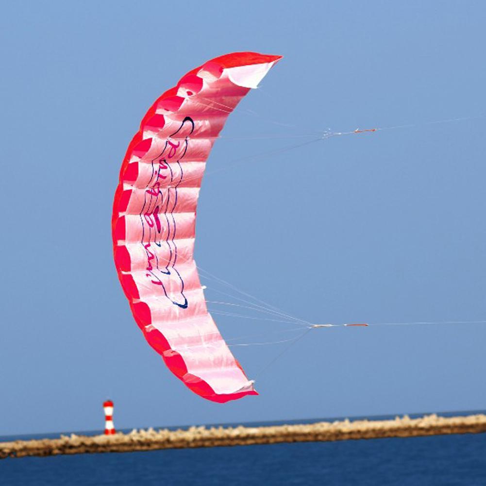 Outdoor Dual Line Stunt Parafoil with Control Bar Fun Parachute Reusable Large Beach Kite for Beach Sports Games