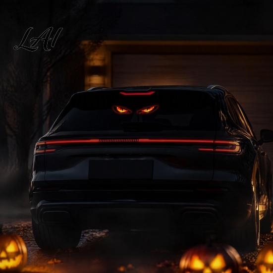 Solar Charged Vehicle Signal Light Demon Eye Car Window Light Wireless LED Atmosphere Lamp Powered Warning with Suction Cup Mount Vibration Sensor