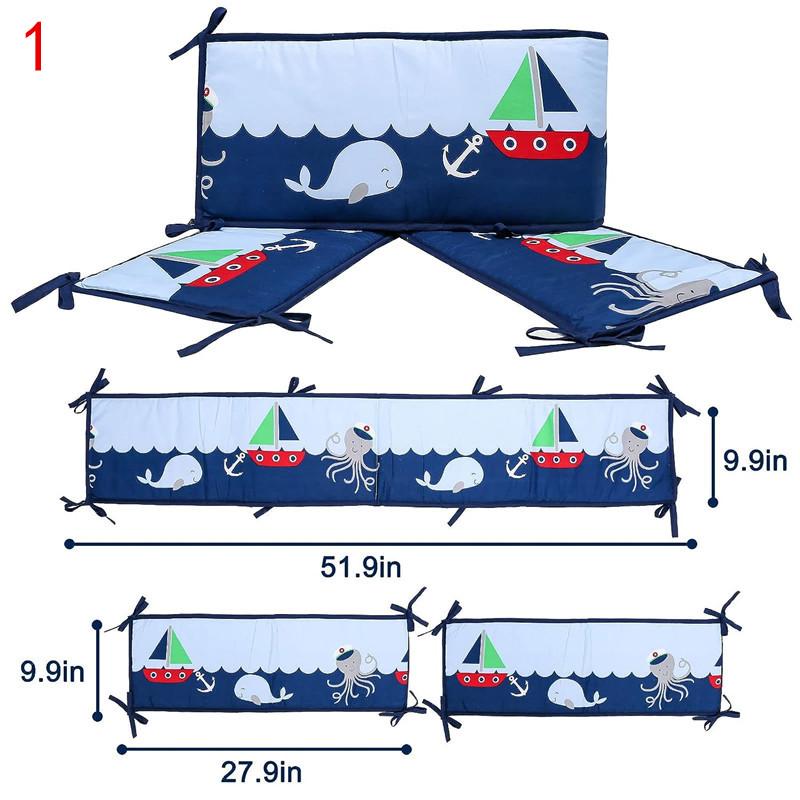 4 шт. дышащие хлопковые бортики для детской кроватки, мягкая подкладка, мягкая защита для кроватки, накладки на бампер для мальчиков и девочек