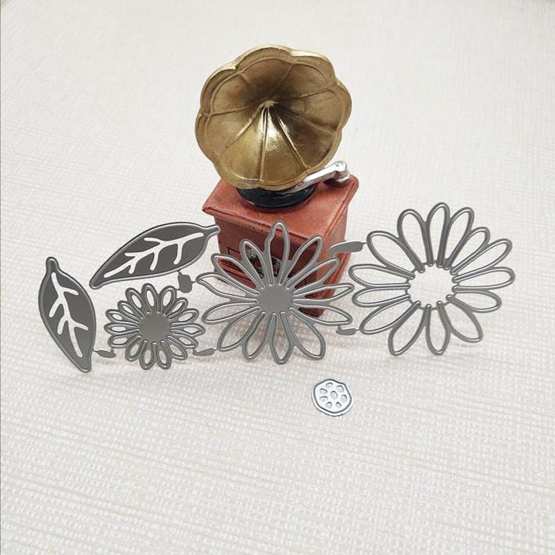 3 маленьких узора в виде цветов и листьев, металлические штампы, штампы для тиснения для изготовления карт, декор, трафарет для скрапбукинга