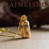 Autumn/Winter Gold Enamel Buddha Necklace - Luxury High-End Clavicle Chain