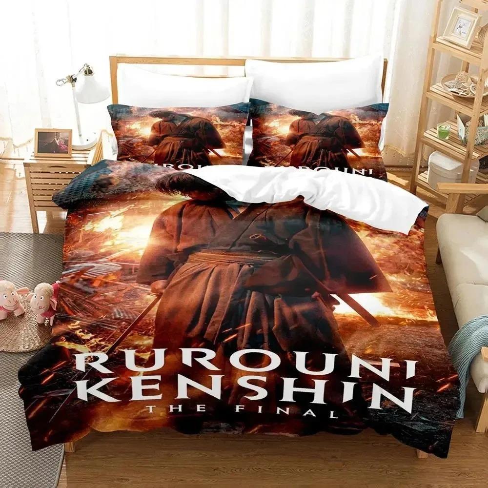 Коллекция постельного белья Аниме Rurouni Kenshin Пододеяльник Коллекция для кровати Наволочка Одеяло Размер King Queen Постельное белье для мальчиков и взрослых