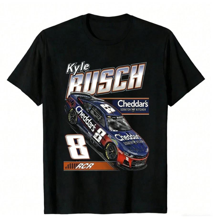 2026 Кайл Буш #8 Cheddars Графическая футболка для гонок Nascar Автоспорт