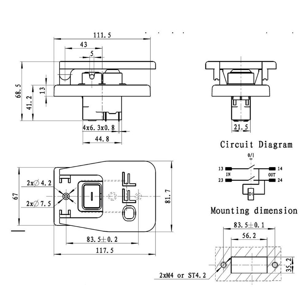 Electromagnetic Pushbutton Switch 5Pin 240V AC KJD17BD 16 3 with Stop Cover for Lathe Saw and Garden Machinery