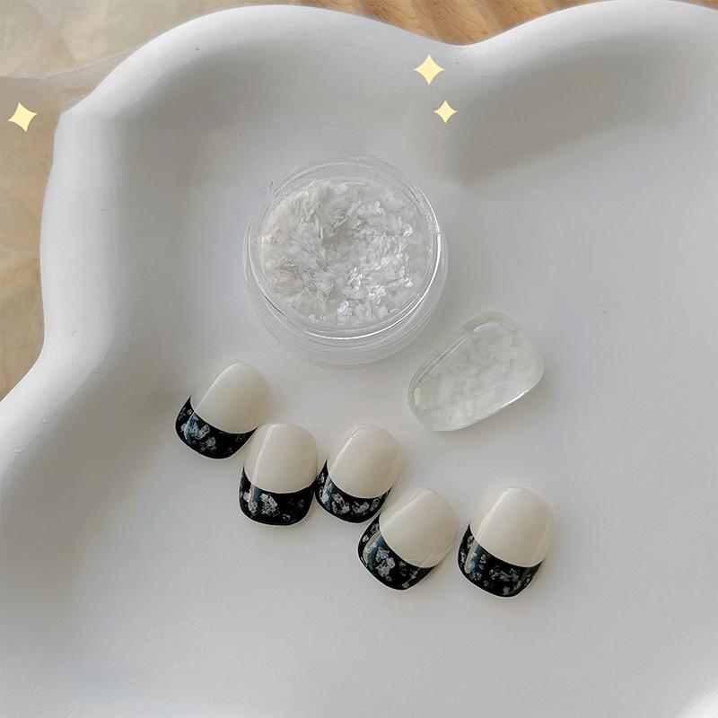 1 коробка Белый Черный Яичная скорлупа Блестящий порошок Перепелиное яйцо Неправильные пайетки Натуральный цвет минерала Порошок Декор для маникюра Аксессуары