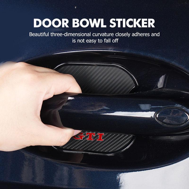 4PCS Car Door Handle Carbon Fiber Bowl Scratch Protector For Volkswagen VW Beetle CC B5 B6 B7 EOS GTI MK2 MK4 MK5 MK6 Phaeton zf6