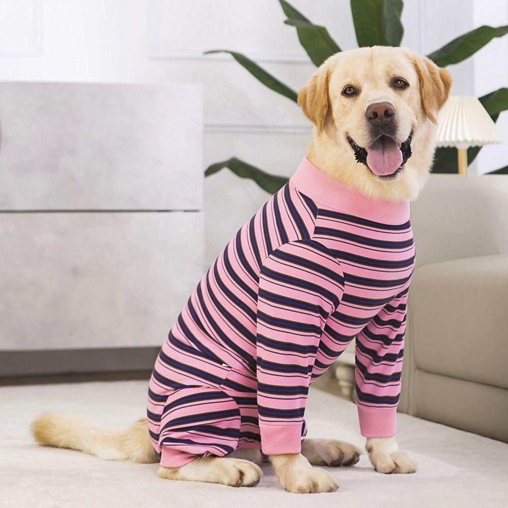 Fashionable Pet Dog Clothes Polyester Dog Pajamas Durable Puppy Stripes Jumpsuits Home