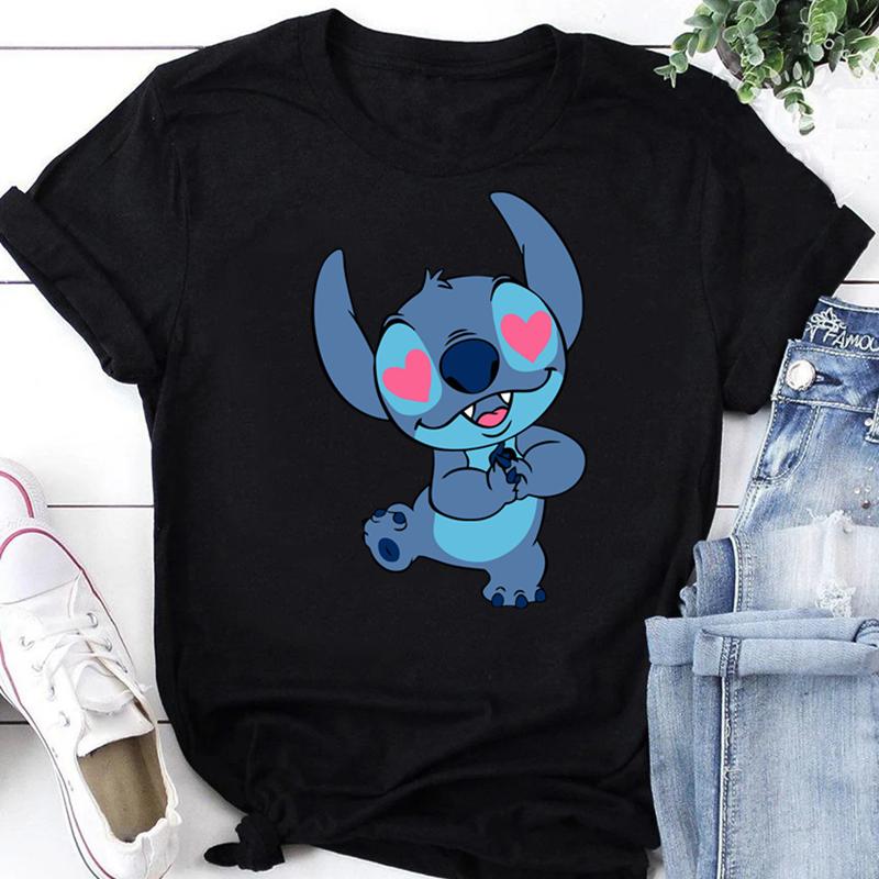2026 Unisex TShirts Kawaii Lilo Stitch Print Female Tshirt Short Sleeve T Shirts Female Streetwear Clothing Tops Tee