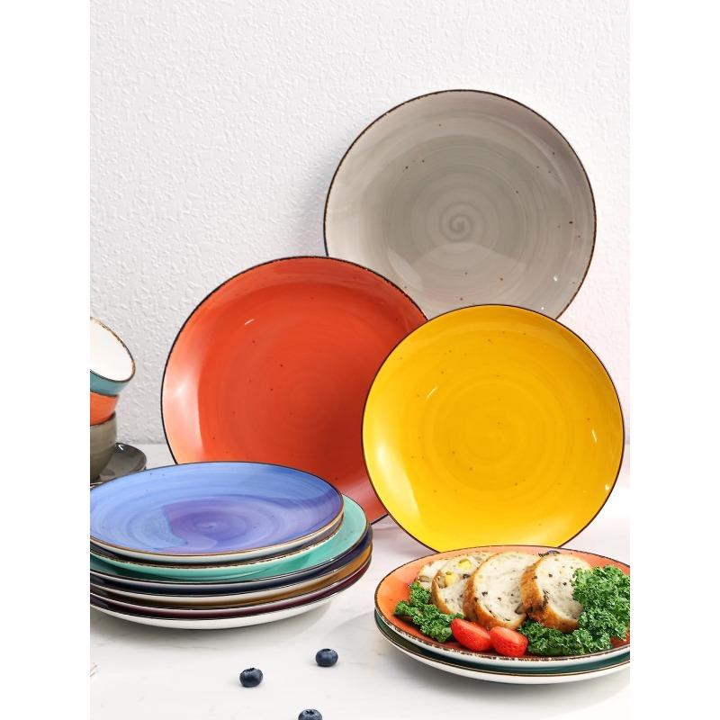 Ceramic Dinner Plates Set of 6, 10.4 Inch Porcelain Plates for Salad, Dessert, Appetizer, Pasta, Kitchen Serving Dishes