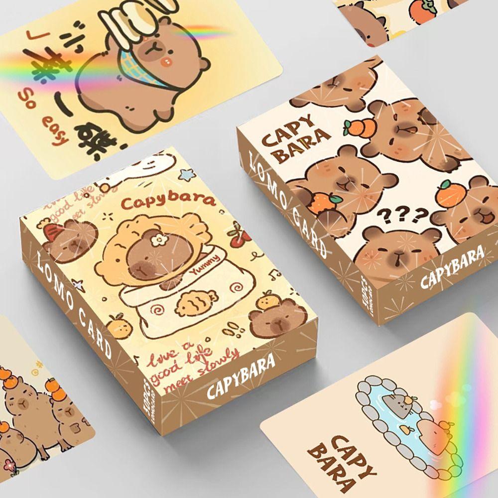 30Pcs Glitter Capybara Photocards Double-sided Collection Cards Kawaii Lomo Cards