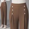 "2023 Brown Women's High Waist Drape Harem Trousers for Spring and Autumn"