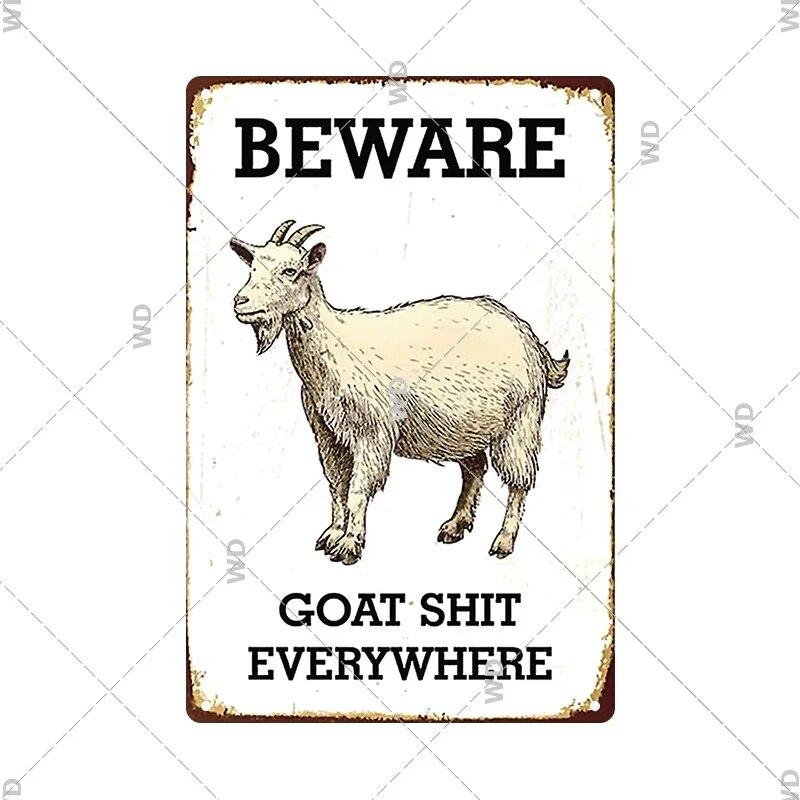 Beware Animals Dog Cat Bull Kraken Chickens Bigfoot Area Retro Tin Sign Caution Decorative Vintage Plaque Metal Poster Decor