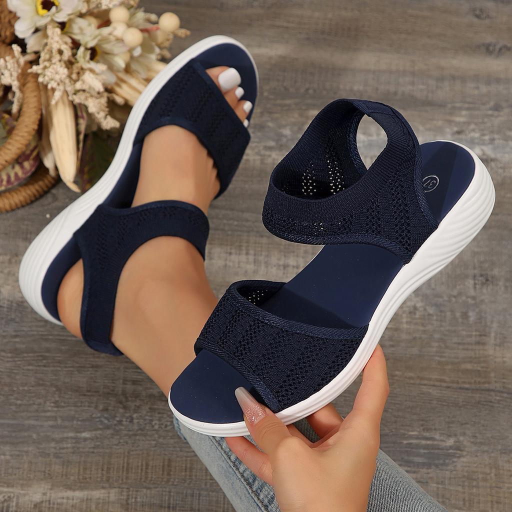 Fashion Women Summer Fashion Sandals Mesh Casual Fish Mouth Sports Sandals Large Size Flying Woven Flat Shoes Sandalias Mujer