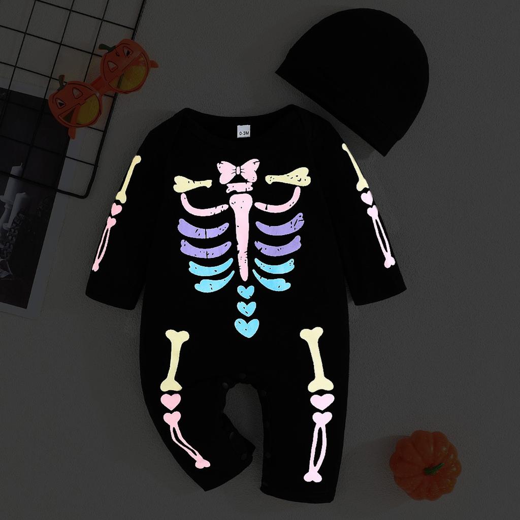Детский комбинезон с длинными рукавами и принтом на Хэллоуин для малышей, детский комбинезон