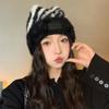 Hat Female Sweet Cute Premium Sense Leather Standard Plush Four Corner Hat Winter Warm Knitted Wool Hat