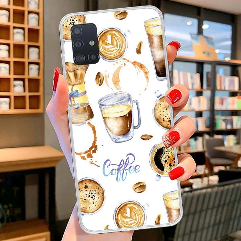 Coffee Wine Cup Cover Phone Case For Samsung Galaxy A12 A22 A32 A52 A72 A02S Phone Case Note 20 Ultra 10 S10 Plus A51 A71 A50S A