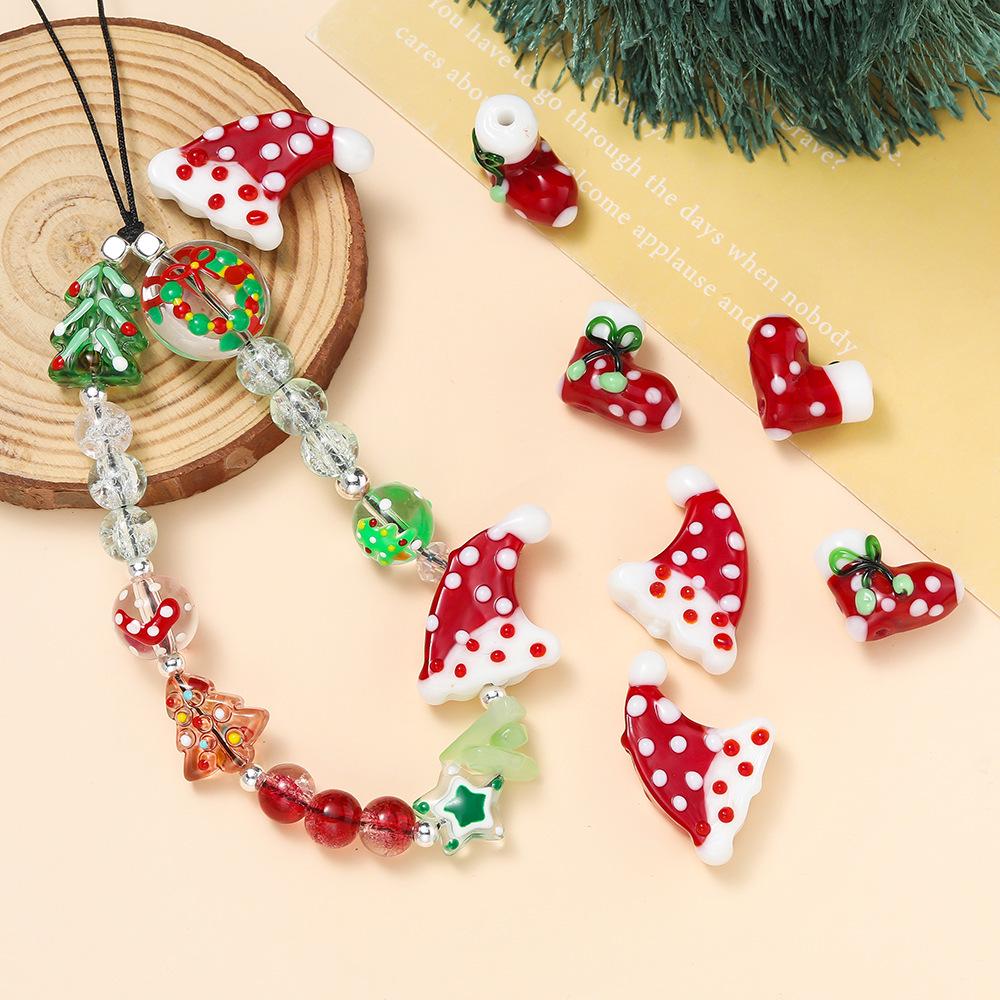 Расписанные вручную расшитые бисером перчатки и шапки с рождественской елкой - DIY ювелирные аксессуары