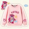 Spring and Autumn New Style Soft and Cute Strawberry Bear Cartoon Anime Periphery Girl's Round Neck Pullover Children's Hoodie