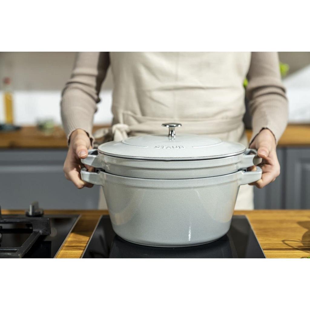 Staub Cocotte Campagne большой литой эмалированный горшок-гриль IH совместимый японский продукт с серийным номером "Stackable 24cm" [Авторизованный номер] 40508-385