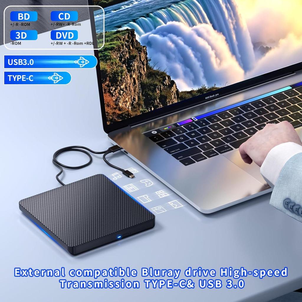 Portable Leather Texture USB Blu-ray & DVD Burner with Optional Combo Function Optical Drive
