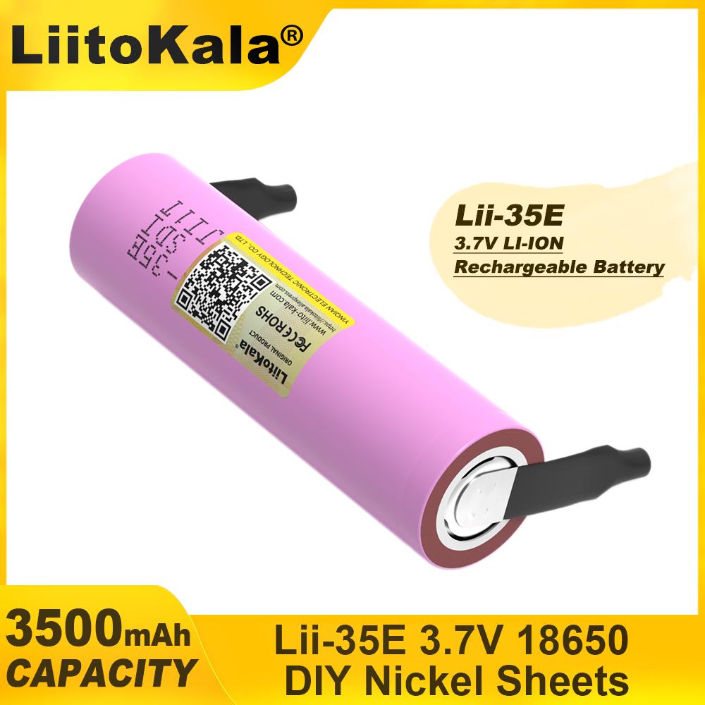 LiitoKala Новый оригинальный INR18650 35E 3.7V 3500mAh 20A разрядный INR18650 35E литий-ионный аккумулятор 3.7V перезаряжаемый аккумулятор с сетевой картой