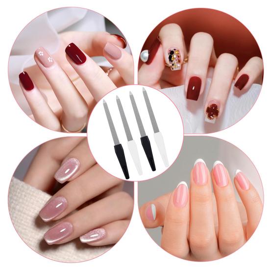 8 шт. Двусторонняя металлическая пилка для ногтей с эргономичной нескользящей ручкой для профессионалов мужчин и женщин