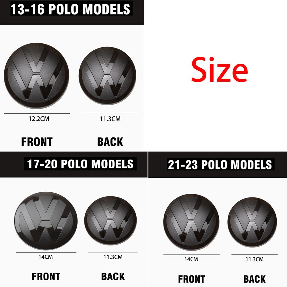 1set Car Front Grill Badges Rear Trunk Emblem Lid Covers Logo Sticker Black White Center Cover For VW POLO 13-16 17-20 21-23 Ph6 zknm1