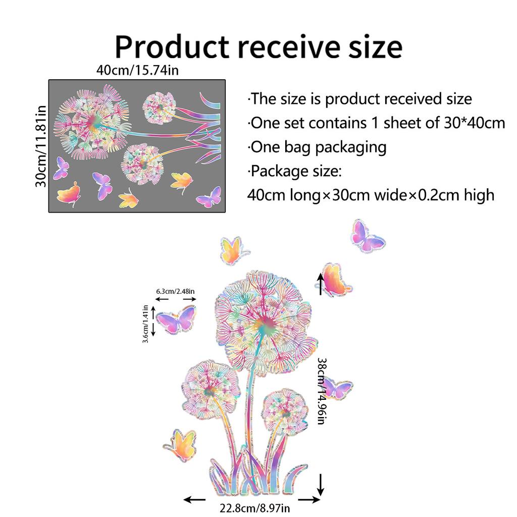 Rainbow Daisy Dandelion Lotus Mermaid Sunshine Colorful Double Sided Static Sticker Glass Window Sticker Xc
