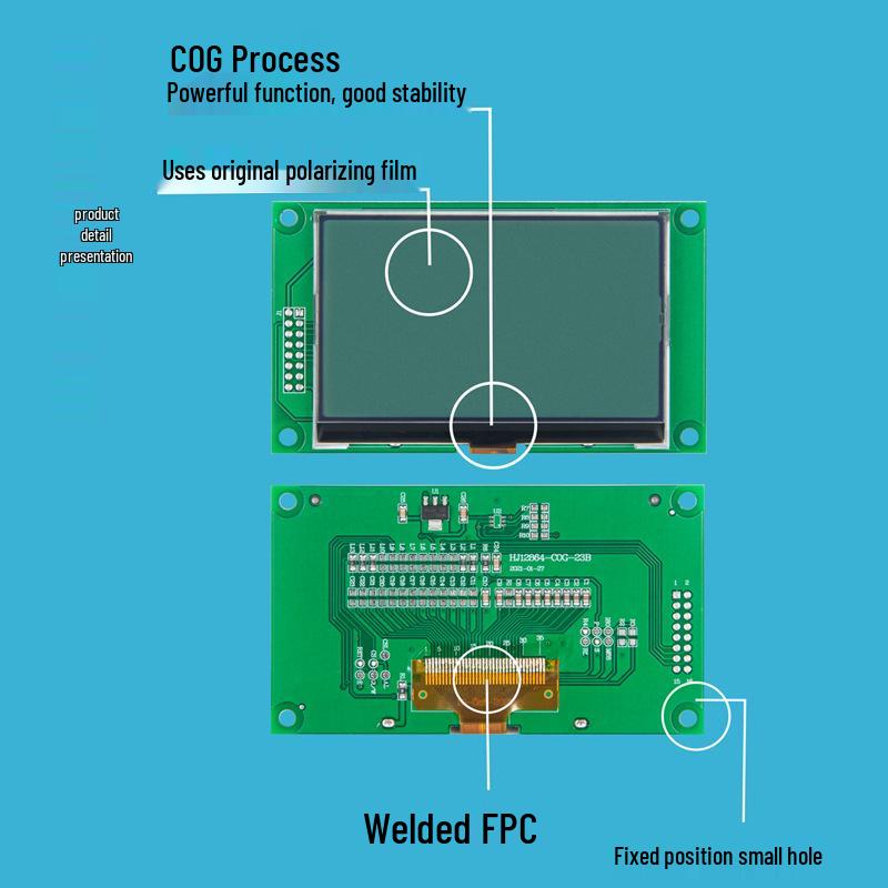 3,3" Серо-белый COG LCD модуль с матрицей 128x64 точек, с портом SPI/параллельным, 3,3 В