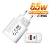 65 Вт GaN USB-зарядное устройство Быстрая зарядка Type C PD Quick Charger 3.0 Настенный адаптер Для iPhone Samsung Realme Oneplus Xiaomi EU/US Plug