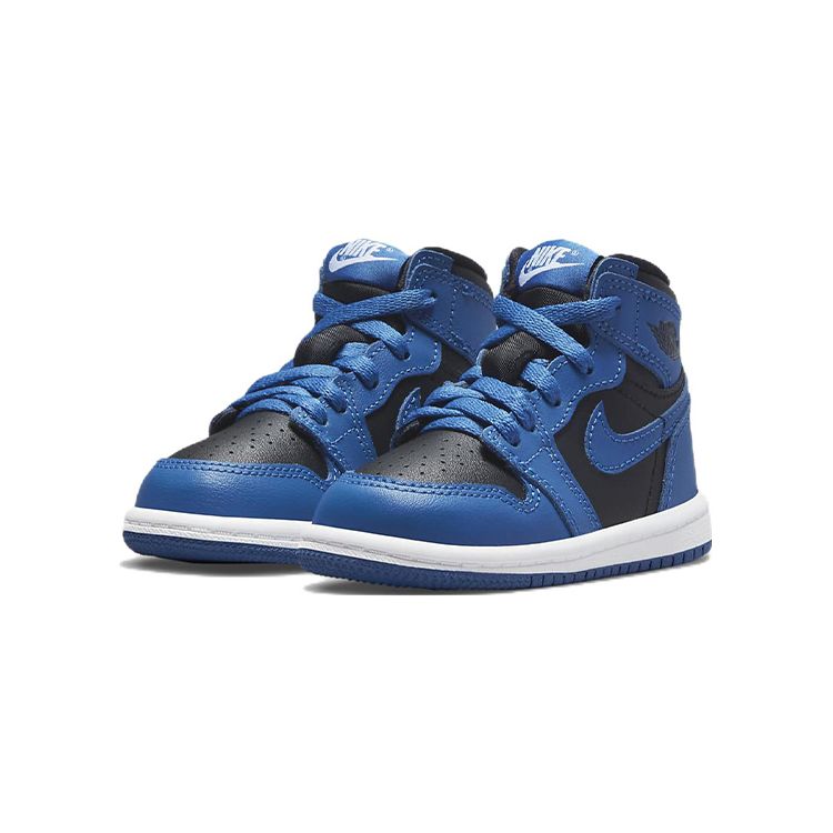 Air Jordan 1 Retro High OG TD Dark Marina Blue Детские кроссовки Черный Белый AQ2665-404