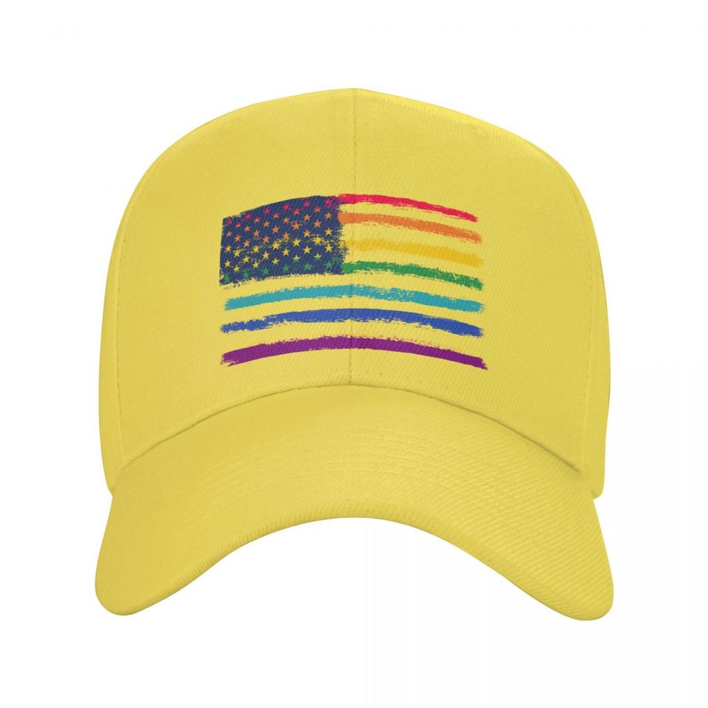LGBT Gay Pride Rainbow American Flag Baseball Cap Sun Protection Unisex Women's Adjustable Dad Hat Spring Snapback Caps