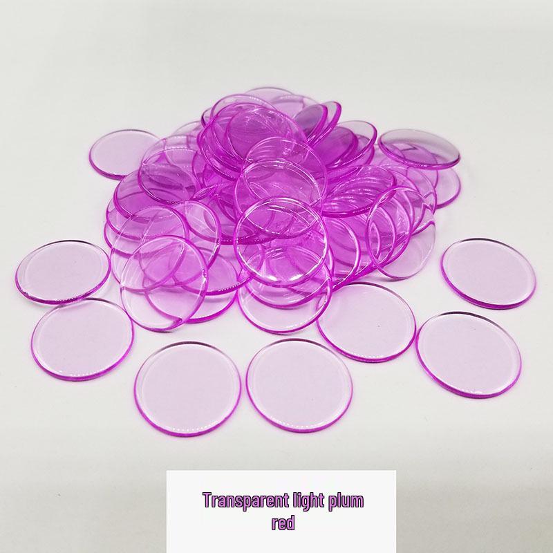 100 Transparent 19mm Plastic Chips - Bingo & Teaching Game Coins