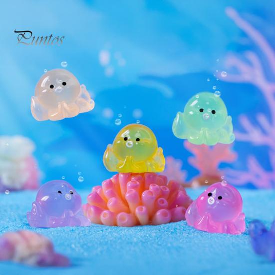 32 шт. Миниатюрные фигурки осьминогов, светящиеся в темноте, миниатюрные статуэтки осьминогов из смолы для волшебных садов, аквариумов, поделок своими руками