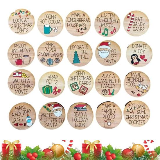 20 шт./компл. жетоны обратного отсчета на Рождество «Что делать» с буквенным принтом праздничное украшение Рождественский пришествие деревянные монеты комплект дисков