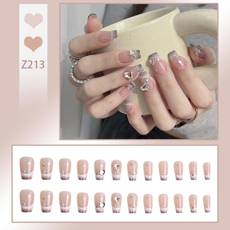 Роскошный прозрачный румянец, набор накладных ногтей «Розовый пузырь» с носимыми наклейками