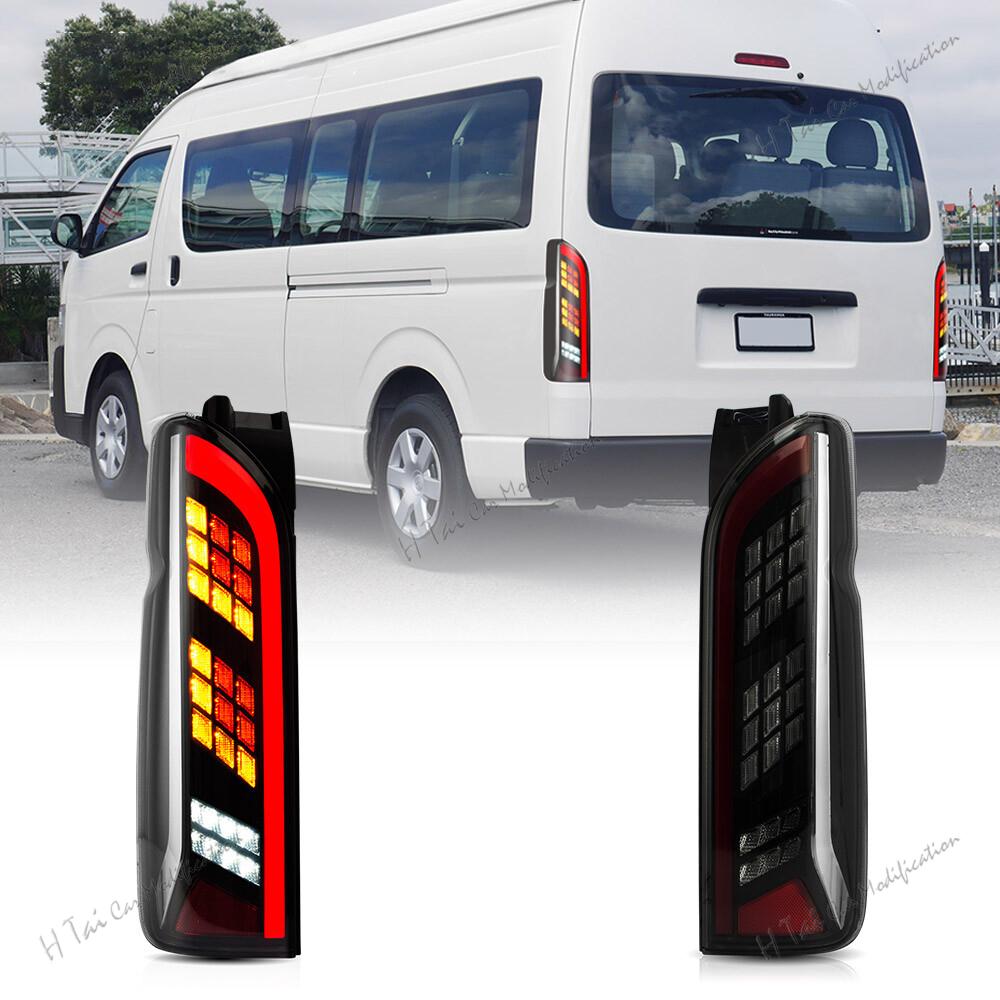 Пара светодиодных задних фонарей для Toyota Hiace 2005-2018, задние фонари, задние противотуманные фары, динамические указатели поворота, световые сборки для автомобиля