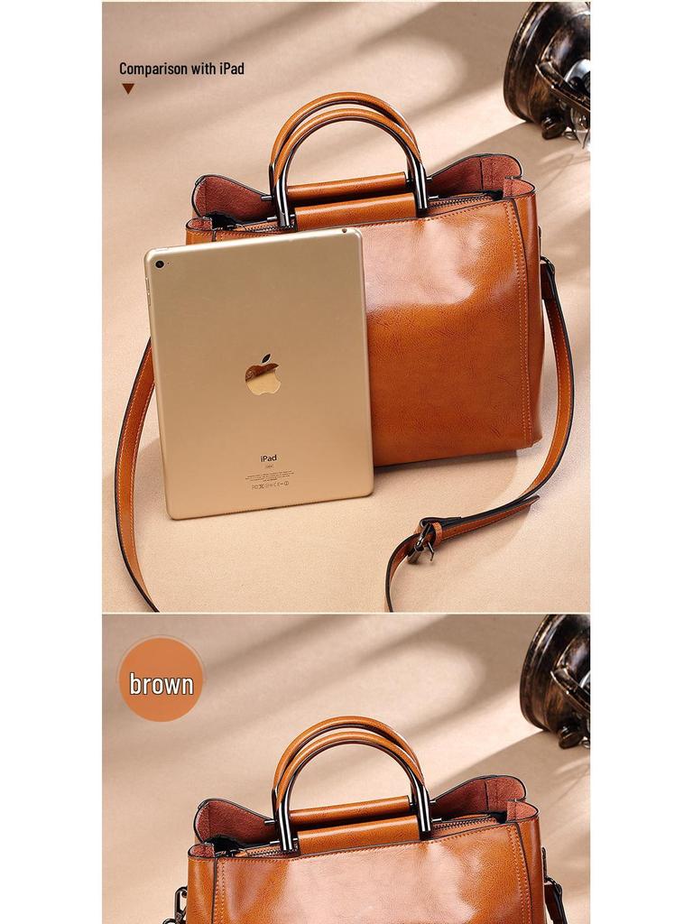 2024 Spring Women's Genuine Cowhide Handbags - Multifunctional, Large, Simple & Fashionable