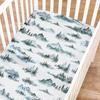 Watercolor Misty Forest Painting Fitted Baby Crib Sheets for Girl Boy - 52"x28" Woodland Mountain Foggy Crib Mattress Cover - Soft Breathable Baby