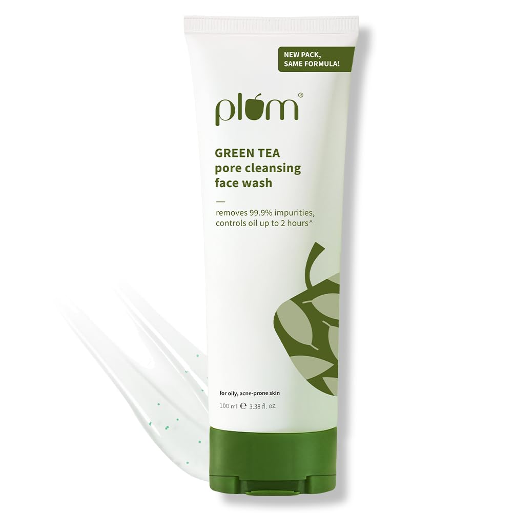 Plum Green Tea Pore Cleansing Face Wash 100ml Pack of 1 | Gentle Exfoliating, Non-Drying, Controls Oil