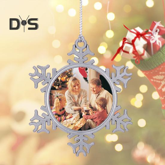 Снежинка Подвеска Рождественское украшение DIY Фото Подвесное украшение Сплав Снежинка Рождественская елка Настенный декор для окна Сад