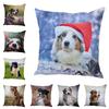 Милая наволочка с собакой австралийской овчарки, персиковая кожа, декор, чехол для подушки с домашним животным, наволочка для дивана, дома, автомобиля, 45x45 см