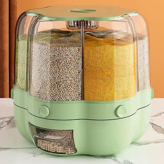 Bucket Household Moistureproof Insectproof Rice Rice Storage Box Rotatable Sealed Grain Storage Box Kitchen Partition Tool